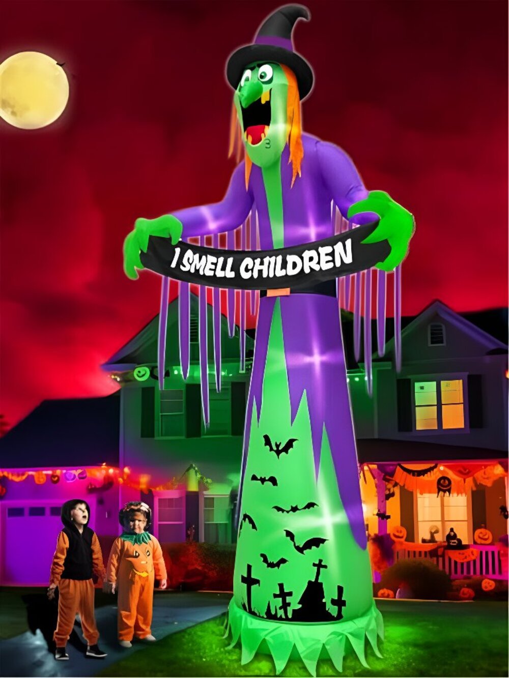 12FT Giant Halloween Inflatables Witch Decorations for Outdoor Garden
